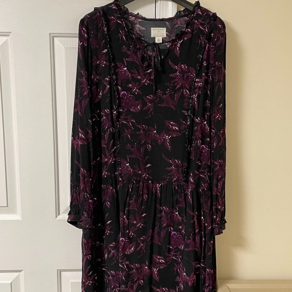 Caslon Long Sleeve Drop-Waist Floral Dress- Price Firm